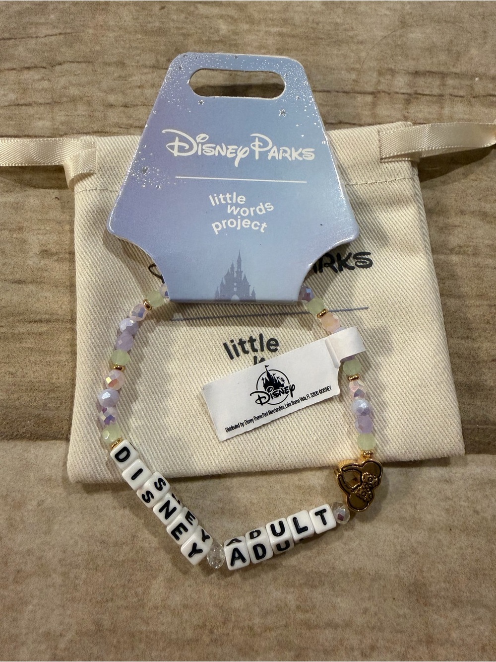 Disney little words project Lavender and Gold Beaded 'DISNEY ADULT' Bracelet